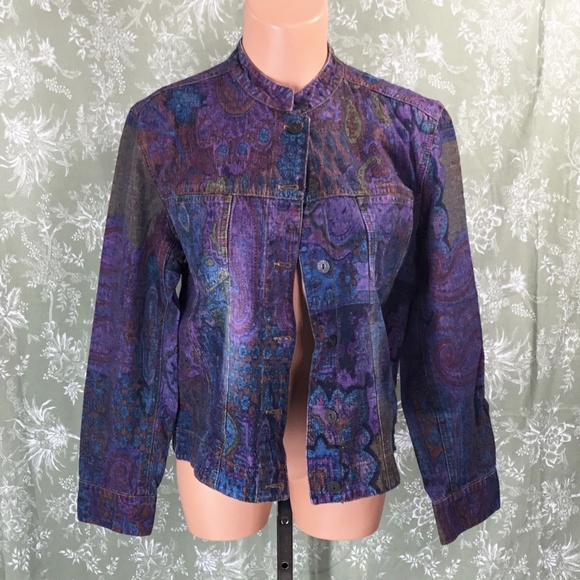 Chico's Multi-Colored Paisley Print Jean Jacket - Picture 6 of 15
